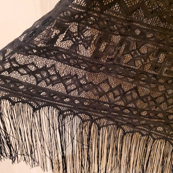 Solitaire Swim Sexy Black Fringed Adjustable Cover Up (S) - Picture 5 of 6